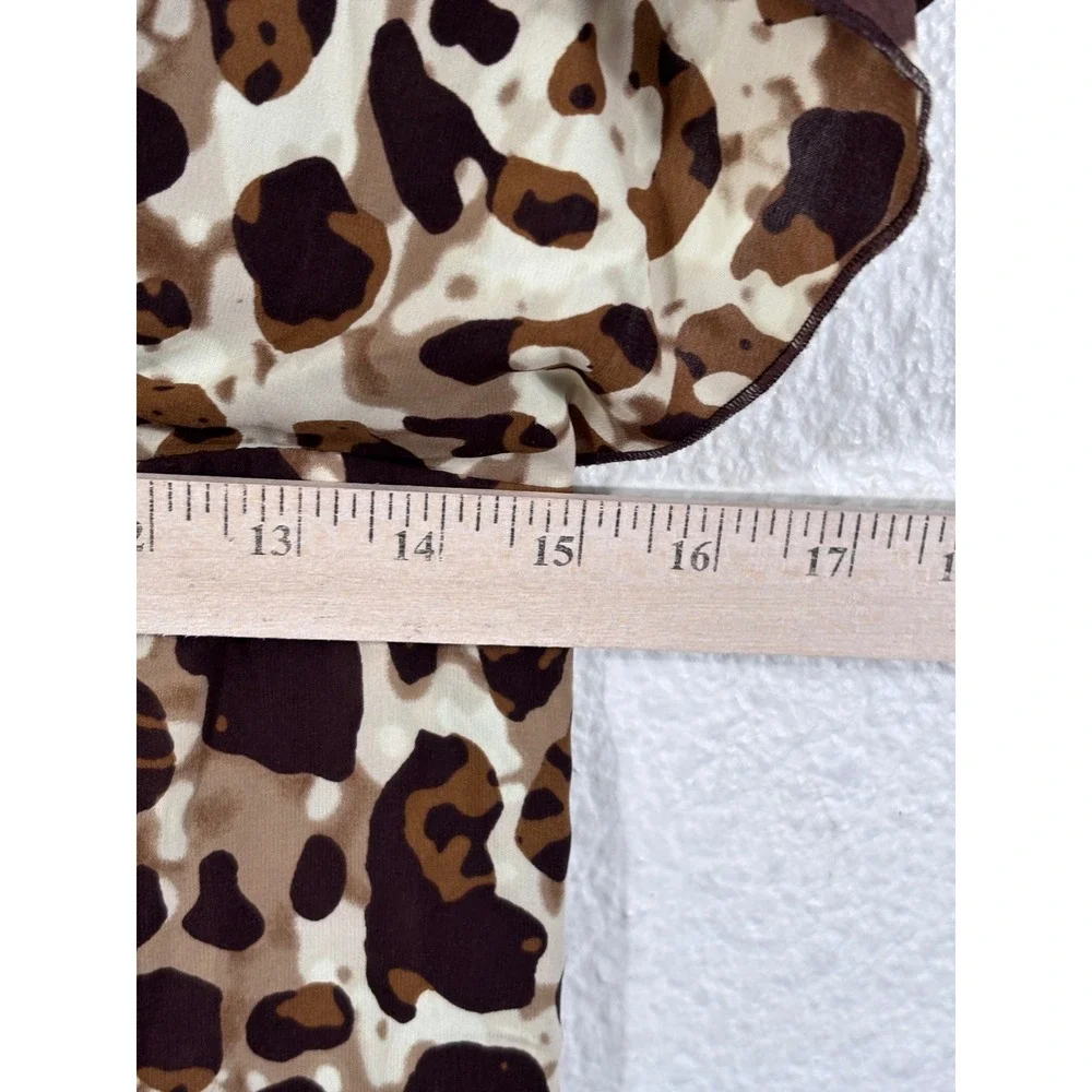 Calvin Klein Sheath Dress Womens‎ M Brown Leopard Print Flutter Sleeve